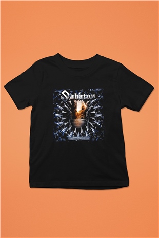 Sabaton Baskılı Siyah Unisex Çocuk Tişört