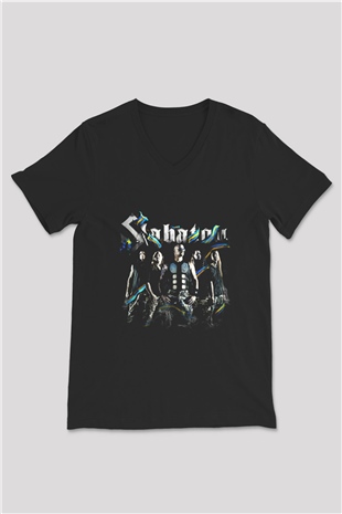 Sabaton Siyah Unisex V Yaka Tişört T-Shirt