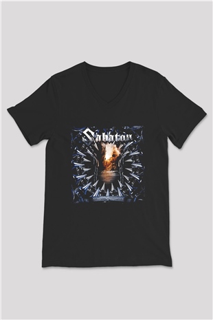 Sabaton Siyah Unisex V Yaka Tişört T-Shirt