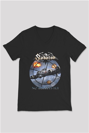 Sabaton Siyah Unisex V Yaka Tişört T-Shirt