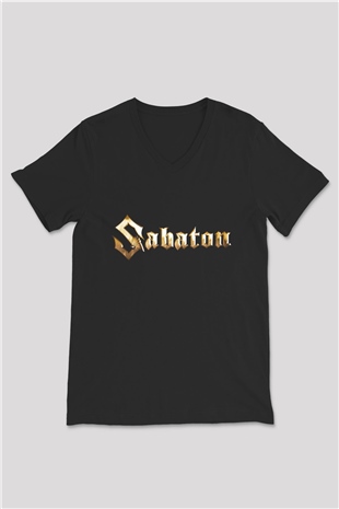 Sabaton Siyah Unisex V Yaka Tişört T-Shirt