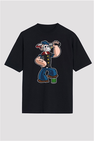 Sailor Mass Murderer Temel Reis Baskılı Siyah Unisex Oversize Tişört