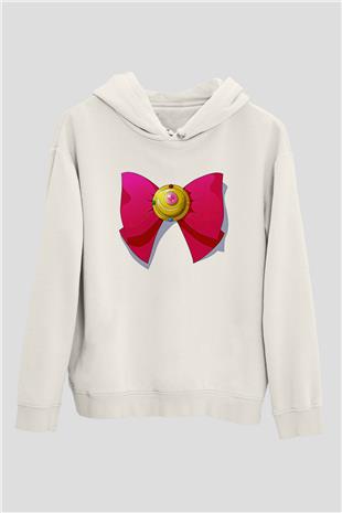 Sailor Moon Baskılı Beyaz Unisex Hoodie