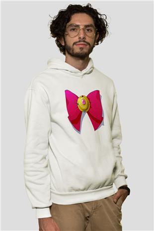 Sailor Moon Baskılı Beyaz Unisex Hoodie
