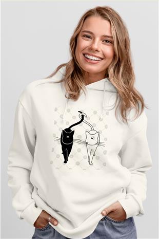 Sailor Moon Baskılı Beyaz Unisex Hoodie
