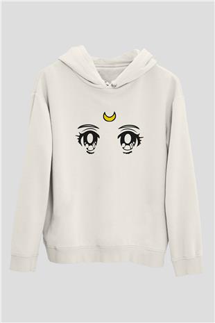 Sailor Moon Baskılı Beyaz Unisex Hoodie