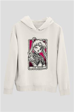 Sailor Moon Baskılı Beyaz Unisex Hoodie