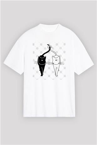 Sailor Moon Baskılı Beyaz Unisex Oversize Tişört - Tshirt
