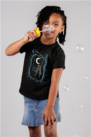 Sailor Moon Baskılı Unisex Siyah Çocuk Tişört - Tshirt