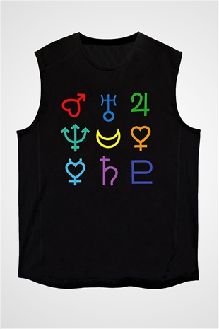 Sailor Moon Baskılı Unisex Siyah Kolsuz Tişört - Tshirt