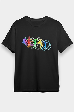Sailor Moon Baskılı Unisex Siyah Tişört - Tshirt