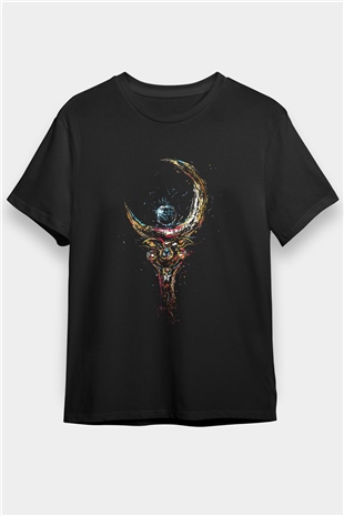 Sailor Moon Baskılı Unisex Siyah Tişört - Tshirt