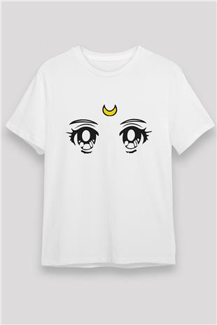 Sailor Moon Unisex Baskılı Beyaz Tişört - Tshirt