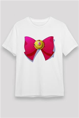 Sailor Moon Unisex Baskılı Beyaz Tişört - Tshirt