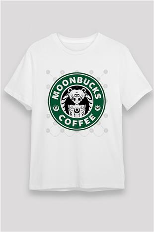 Sailor Moon Unisex Baskılı Beyaz Tişört - Tshirt