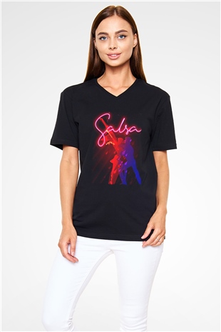 Salsa Siyah Unisex V Yaka Tişört