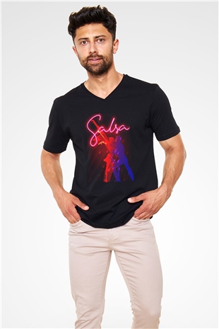 Salsa Siyah Unisex V Yaka Tişört