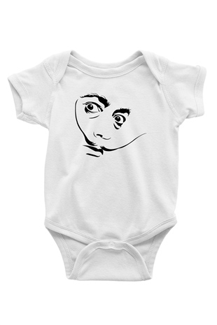 Salvador Dali Baskılı Beyaz Unisex Bebek Body - Zıbın