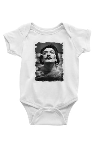 Salvador Dali Baskılı Beyaz Unisex Bebek Body - Zıbın