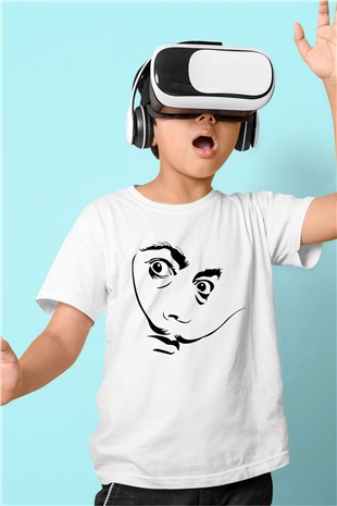 Salvador Dali Baskılı Beyaz Unisex Çocuk Tişört