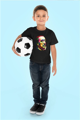 Salvador Dali Baskılı Siyah Unisex Çocuk Tişört