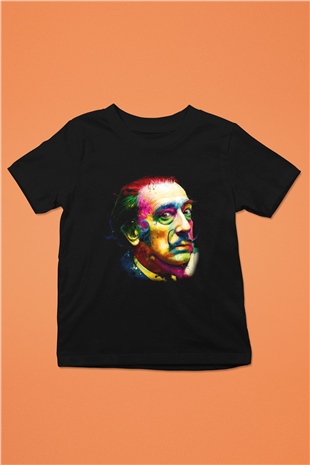 Salvador Dali Baskılı Siyah Unisex Çocuk Tişört