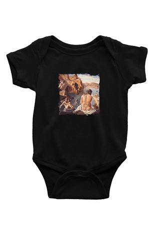 Salvador Dali Baskılı Unisex Siyah Bebek Body - Zıbın