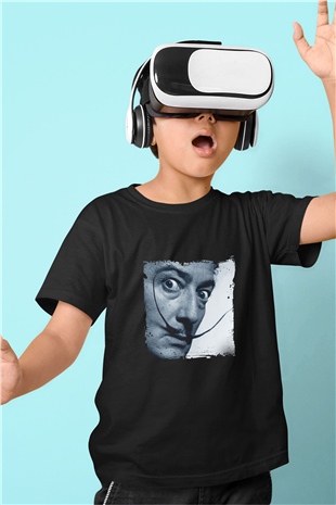Salvador Dali Baskılı Unisex Siyah Çocuk Tişört
