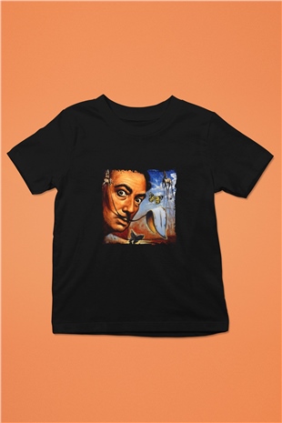 Salvador Dali Baskılı Unisex Siyah Çocuk Tişört