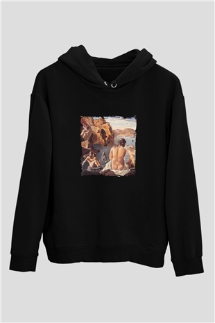Salvador Dali Baskılı Unisex Siyah Hoodie