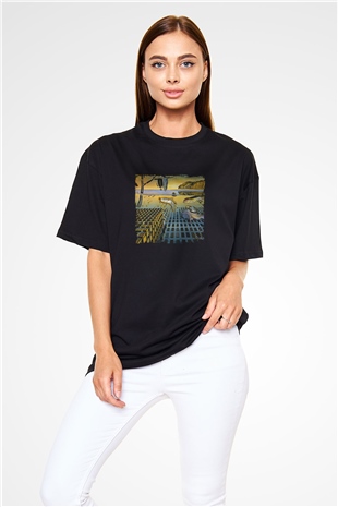 Salvador Dali Baskılı Unisex Siyah Oversize Tişört
