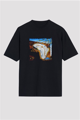 Salvador Dali Baskılı Unisex Siyah Oversize Tişört