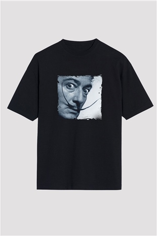 Salvador Dali Baskılı Unisex Siyah Oversize Tişört