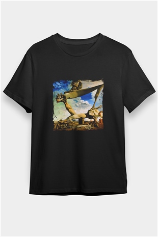 Salvador Dali Baskılı Unisex Siyah Tişört