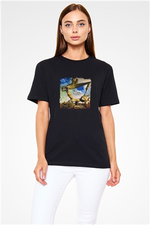 Salvador Dali Baskılı Unisex Siyah Tişört