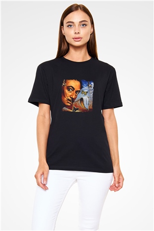 Salvador Dali Baskılı Unisex Siyah Tişört