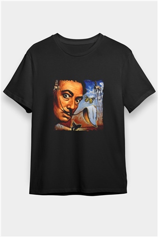 Salvador Dali Baskılı Unisex Siyah Tişört