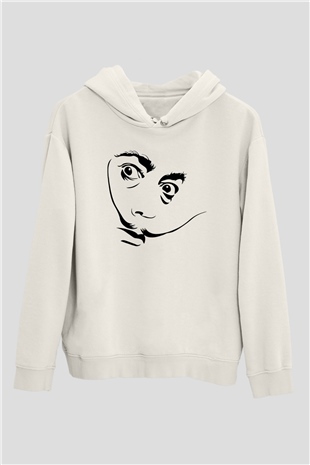 Salvador Dali Beyaz Unisex Kapşonlu Sweatshirt