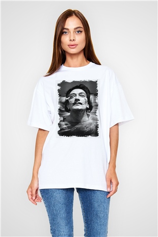 Salvador Dali Beyaz Unisex Oversize Tişört T-Shirt