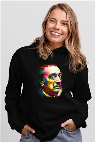 Salvador Dali Siyah Unisex Hoodie