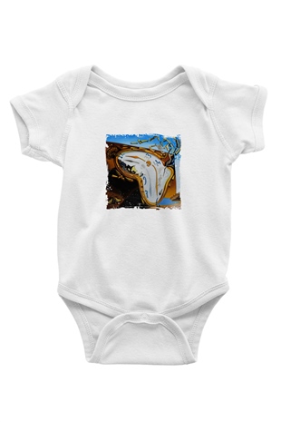 Salvador Dali Unisex Baskılı Beyaz Bebek Body - Zıbın