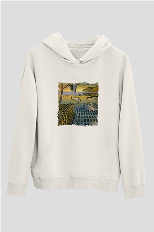 Salvador Dali Unisex Baskılı Beyaz Kapüşonlu Sweatshirt
