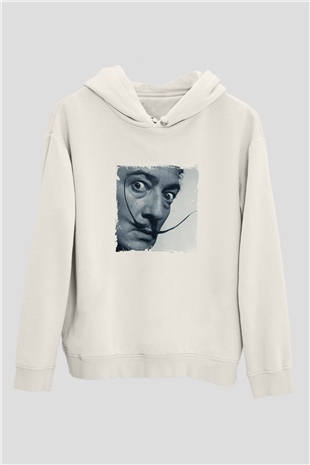 Salvador Dali Unisex Baskılı Beyaz Kapüşonlu Sweatshirt