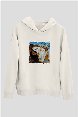 Salvador Dali Unisex Baskılı Beyaz Kapüşonlu Sweatshirt