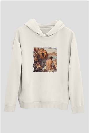Salvador Dali Unisex Baskılı Beyaz Kapüşonlu Sweatshirt