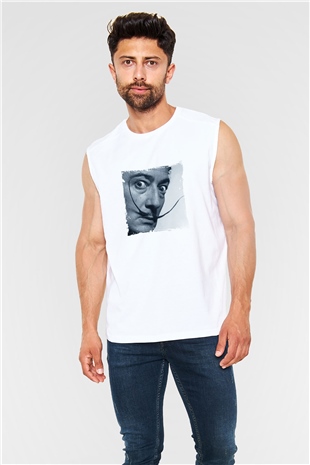 Salvador Dali Unisex Baskılı Beyaz Kolsuz Tişört