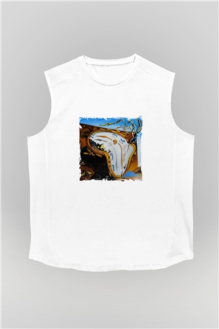 Salvador Dali Unisex Baskılı Beyaz Kolsuz Tişört