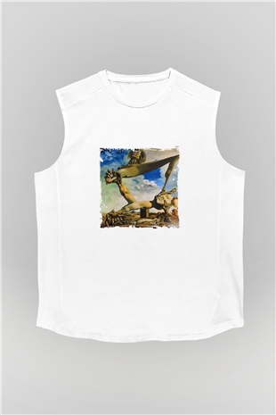 Salvador Dali Unisex Baskılı Beyaz Kolsuz Tişört