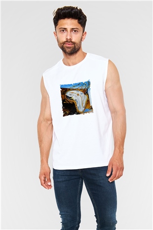 Salvador Dali Unisex Baskılı Beyaz Kolsuz Tişört