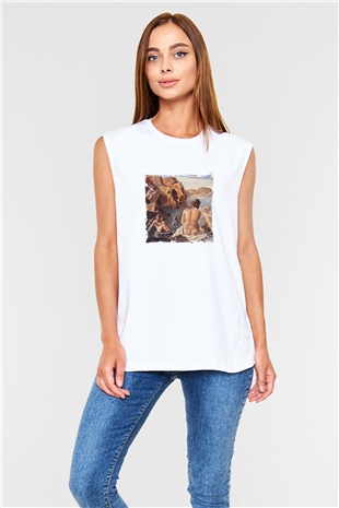 Salvador Dali Unisex Baskılı Beyaz Kolsuz Tişört